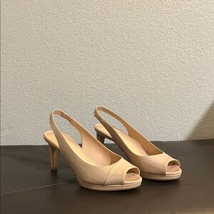 KELLY + KATIE Elegant Nude Slingback Heels